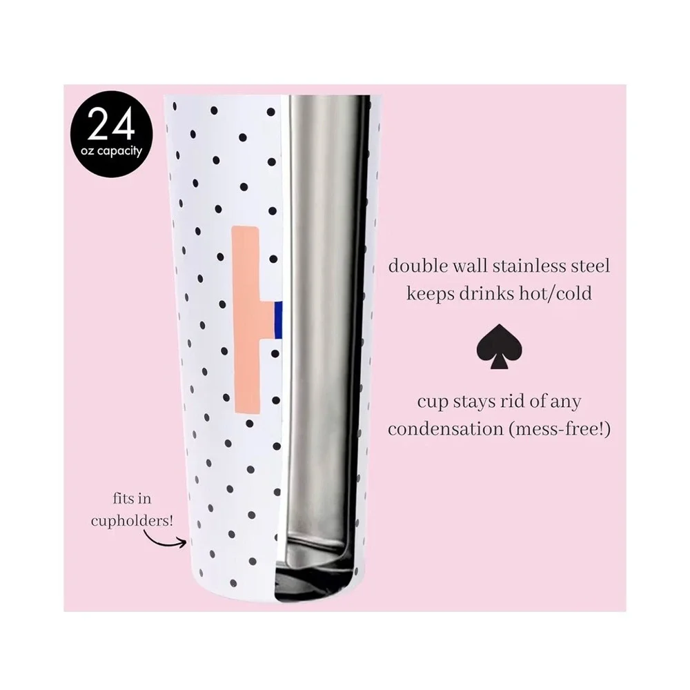 Kate Spade Blue‎ and White Polka Dot Tumbler 24 oz